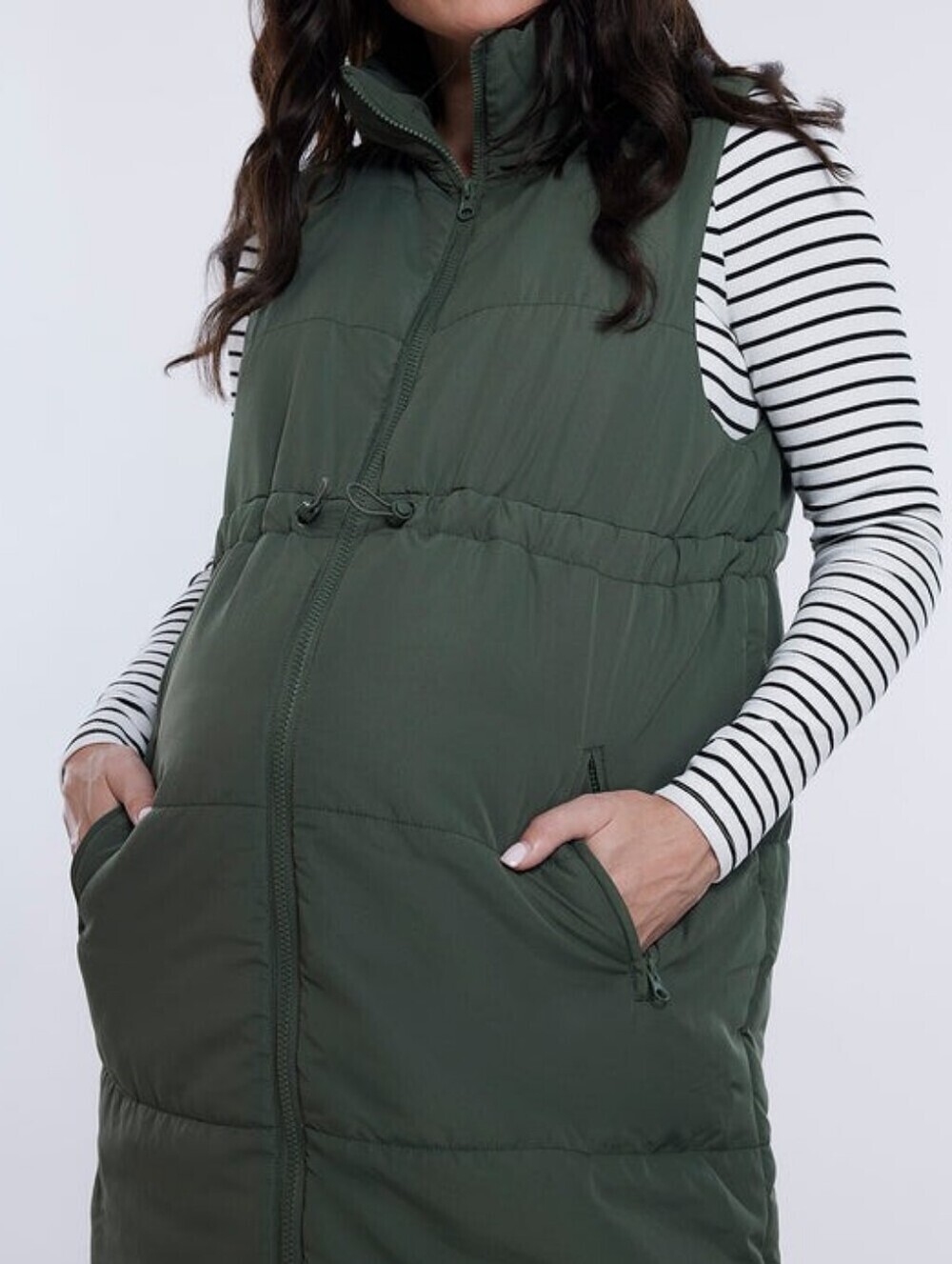 MOTHERHOOD OLIVE PUFFER VEST - Picture 5 of 10